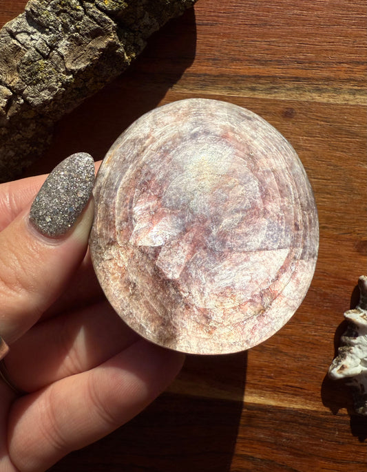 FLASHY LEPIDOLITE PALM STONE