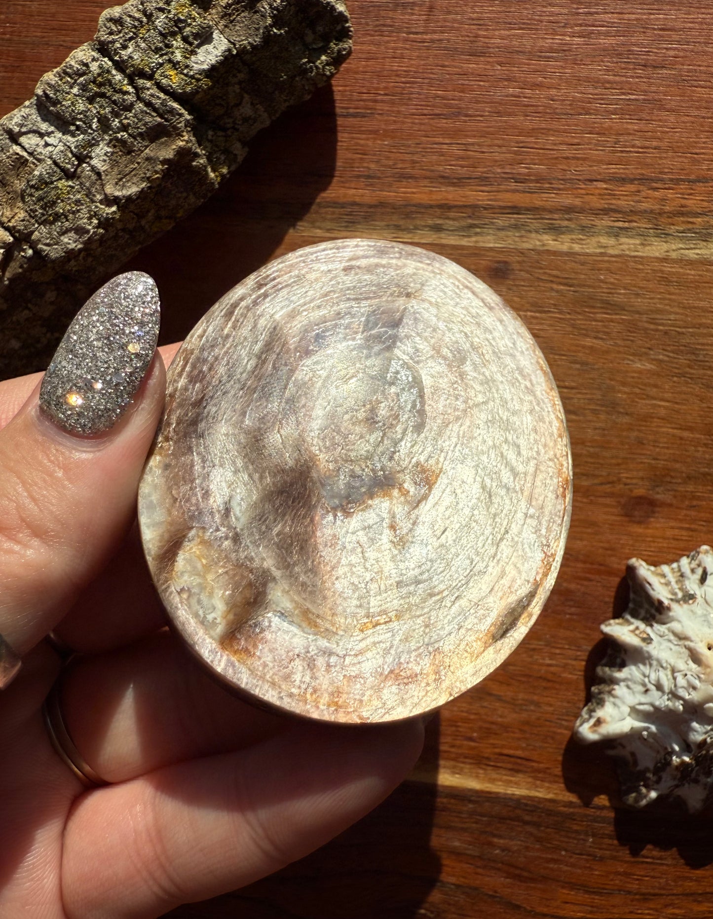 FLASHY LEPIDOLITE PALM STONE