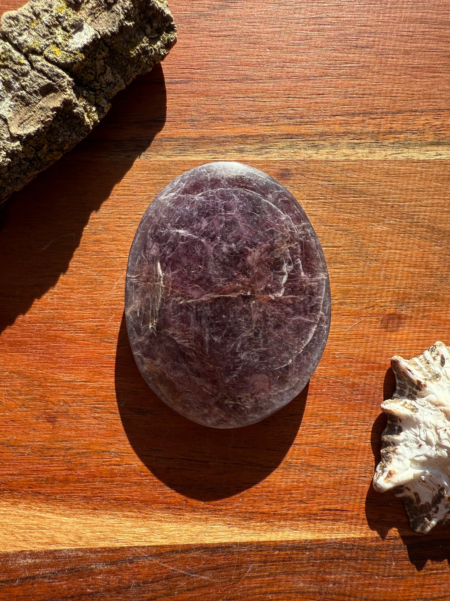 FLASHY LEPIDOLITE PALM STONE
