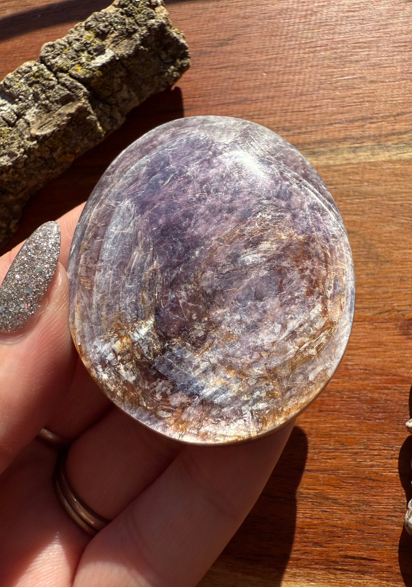 FLASHY LEPIDOLITE PALM STONE