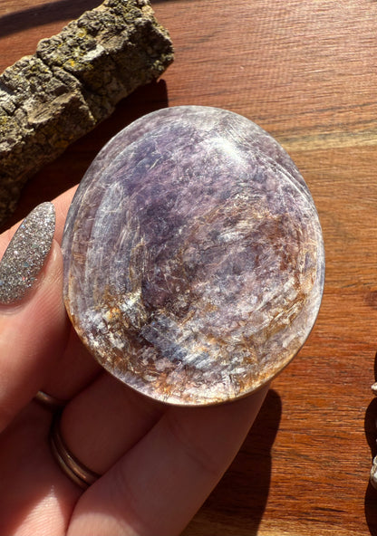 FLASHY LEPIDOLITE PALM STONE