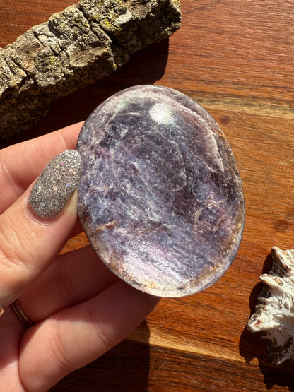 FLASHY LEPIDOLITE PALM STONE