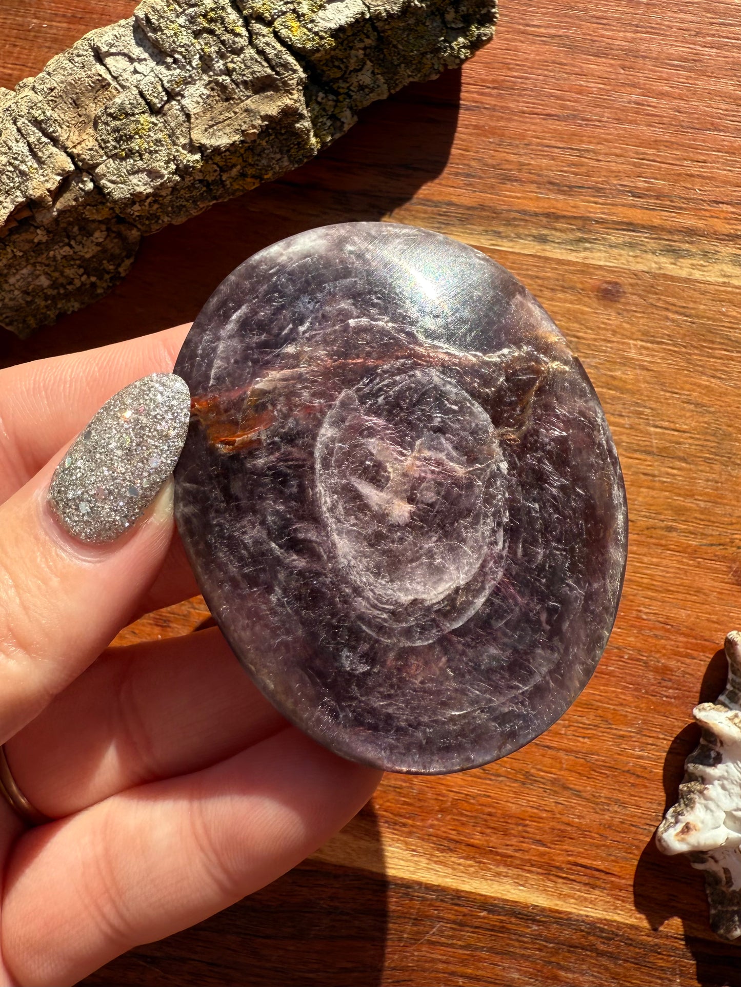 FLASHY LEPIDOLITE PALM STONE