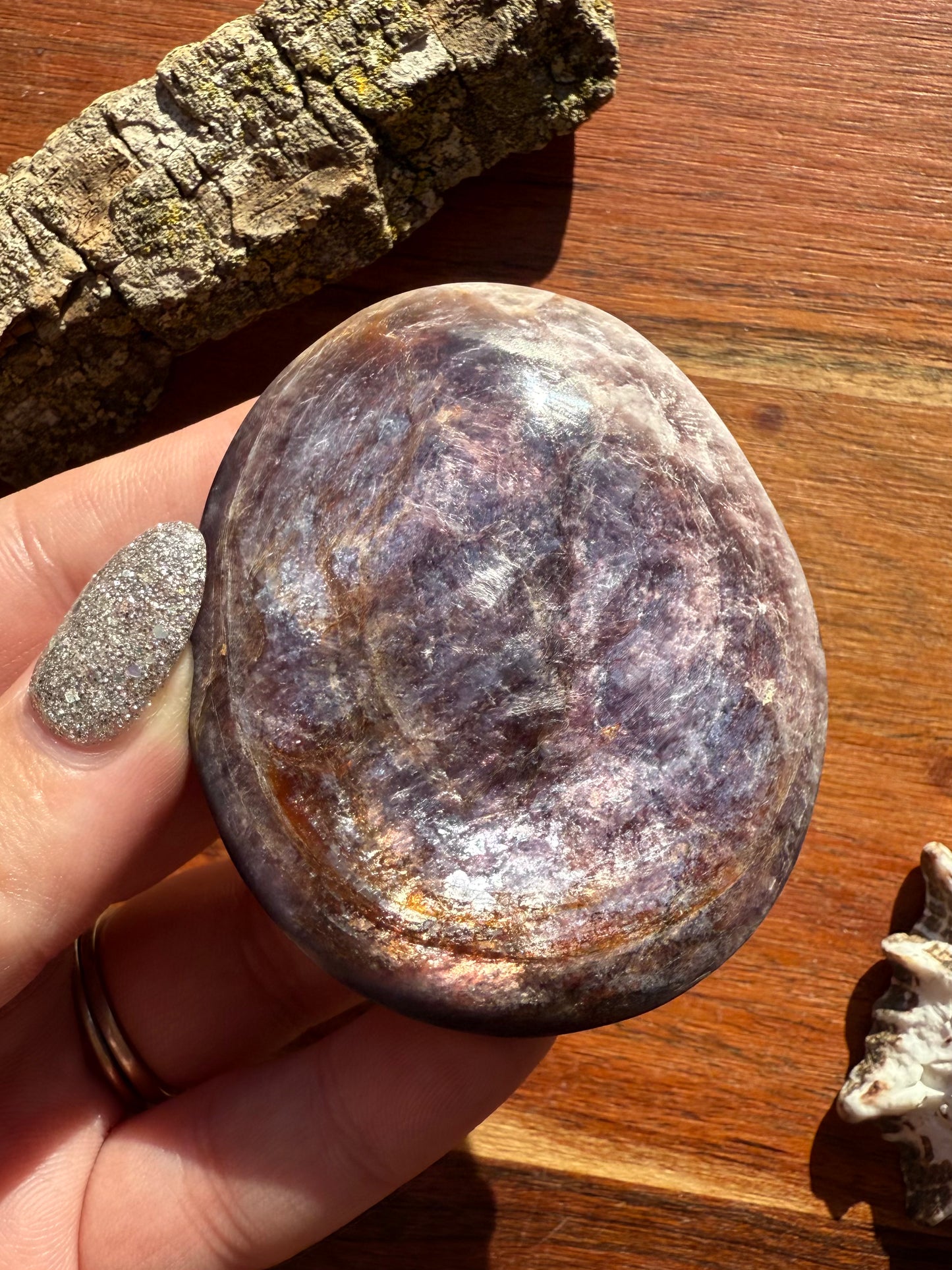 FLASHY LEPIDOLITE PALM STONE