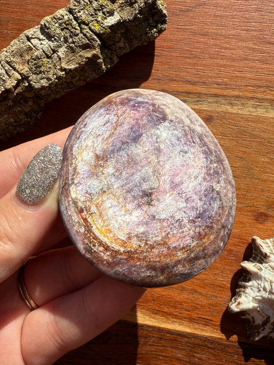 FLASHY LEPIDOLITE PALM STONE