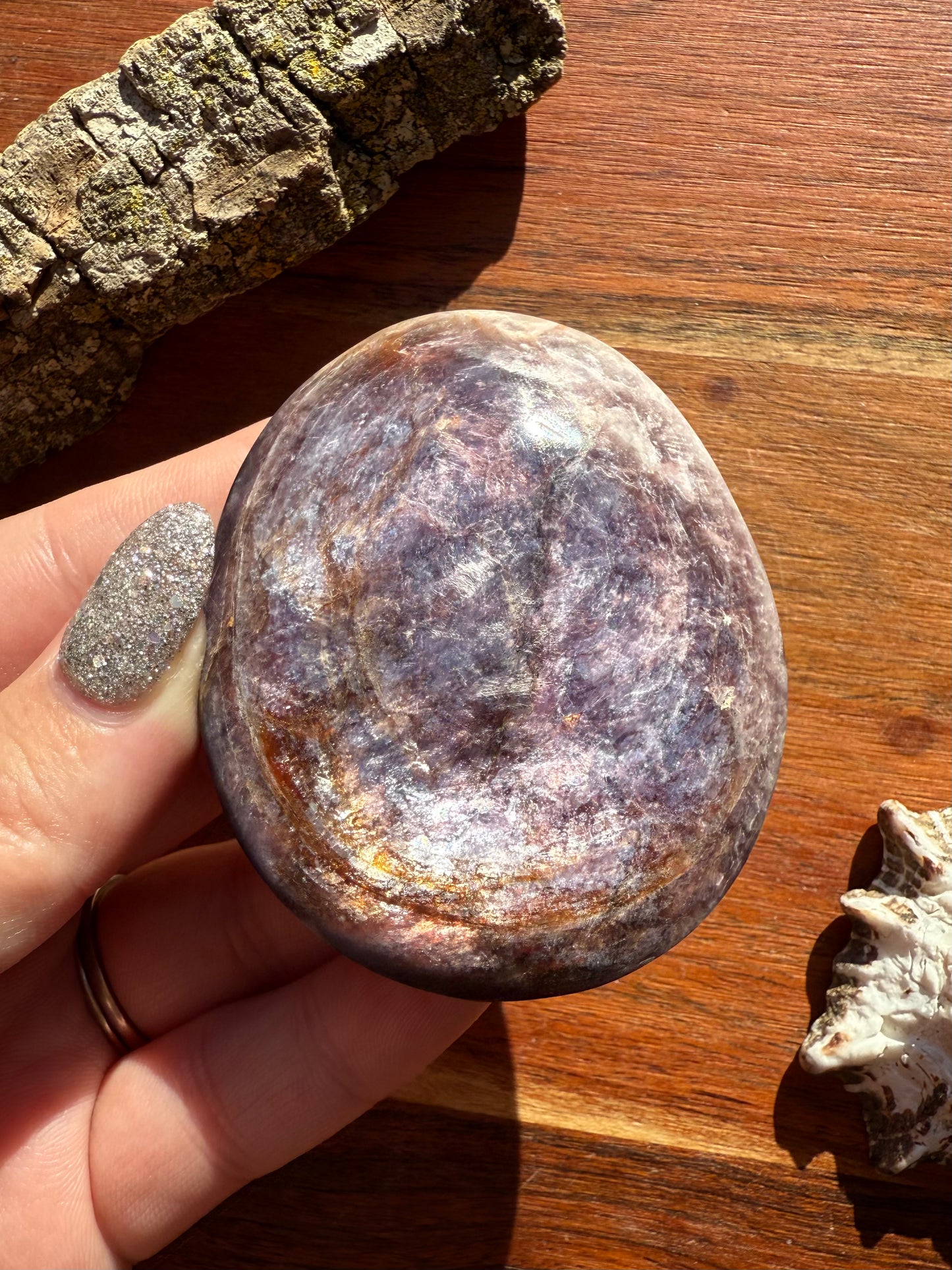 FLASHY LEPIDOLITE PALM STONE
