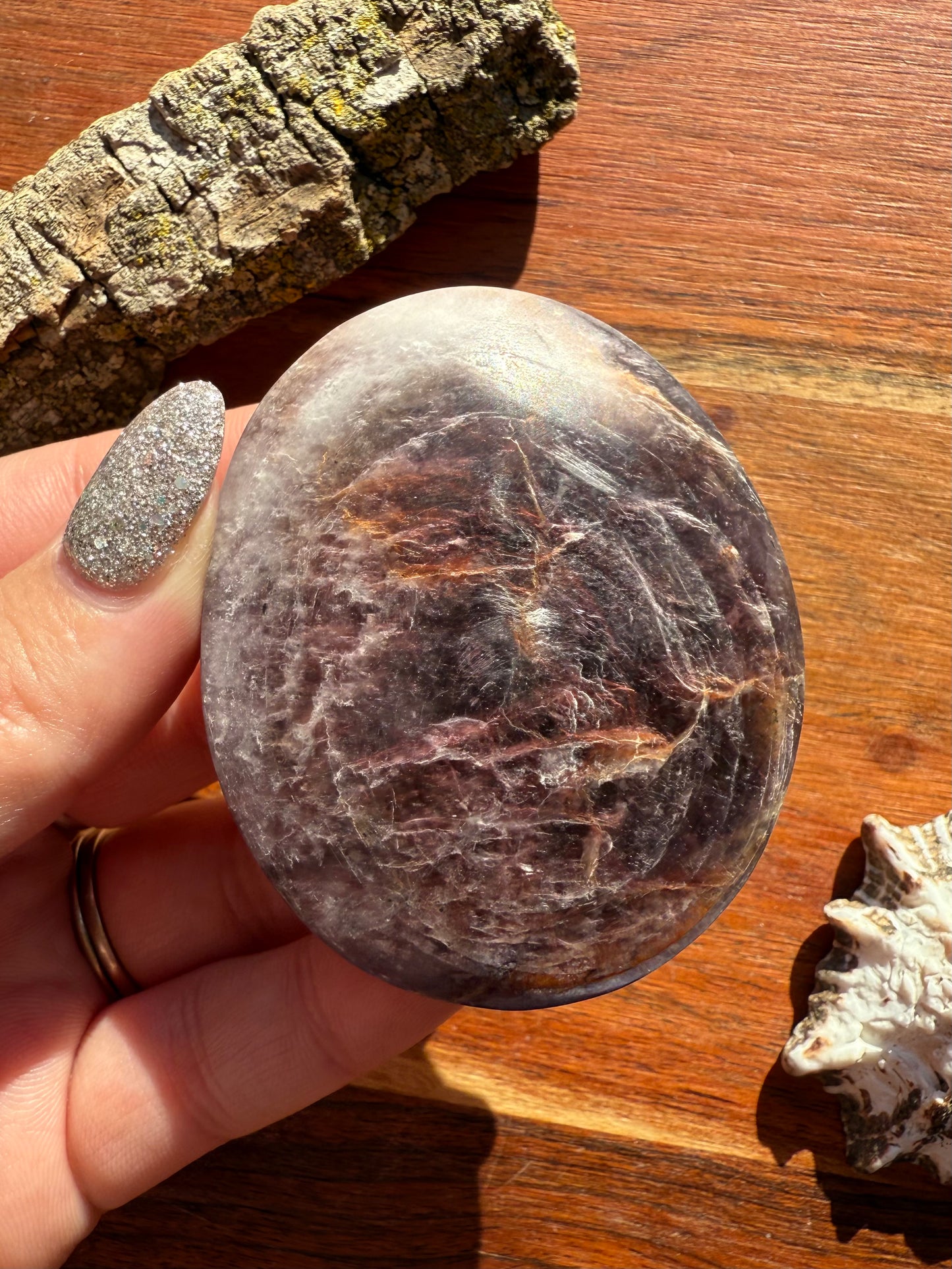 FLASHY LEPIDOLITE PALM STONE