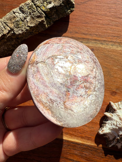 FLASHY LEPIDOLITE PALM STONE