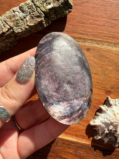 FLASHY LEPIDOLITE PALM STONE
