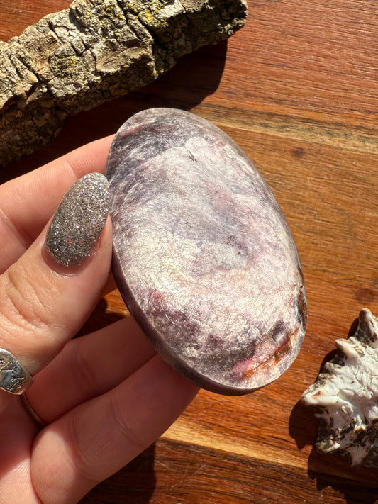 FLASHY LEPIDOLITE PALM STONE