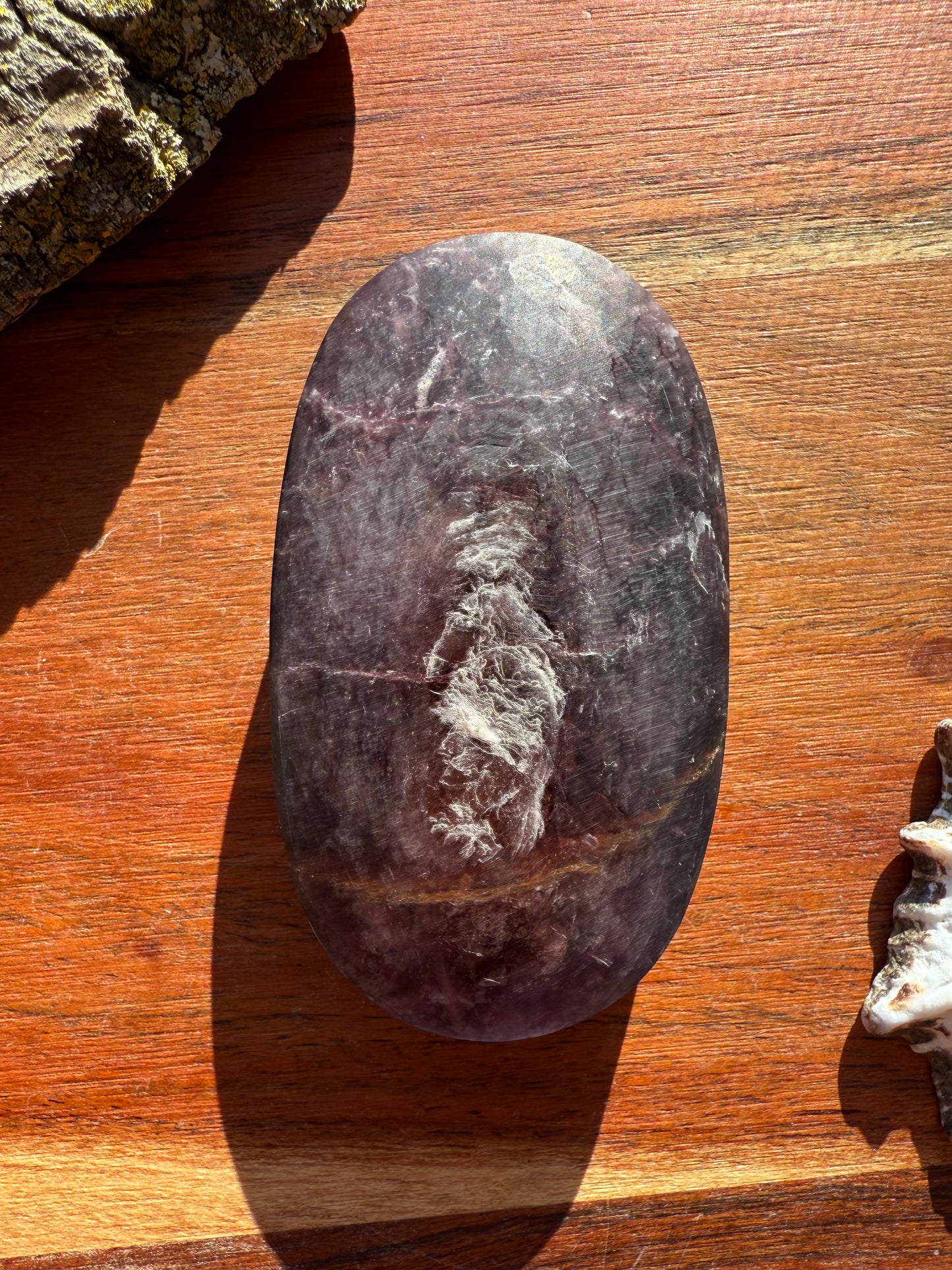 FLASHY LEPIDOLITE PALM STONE