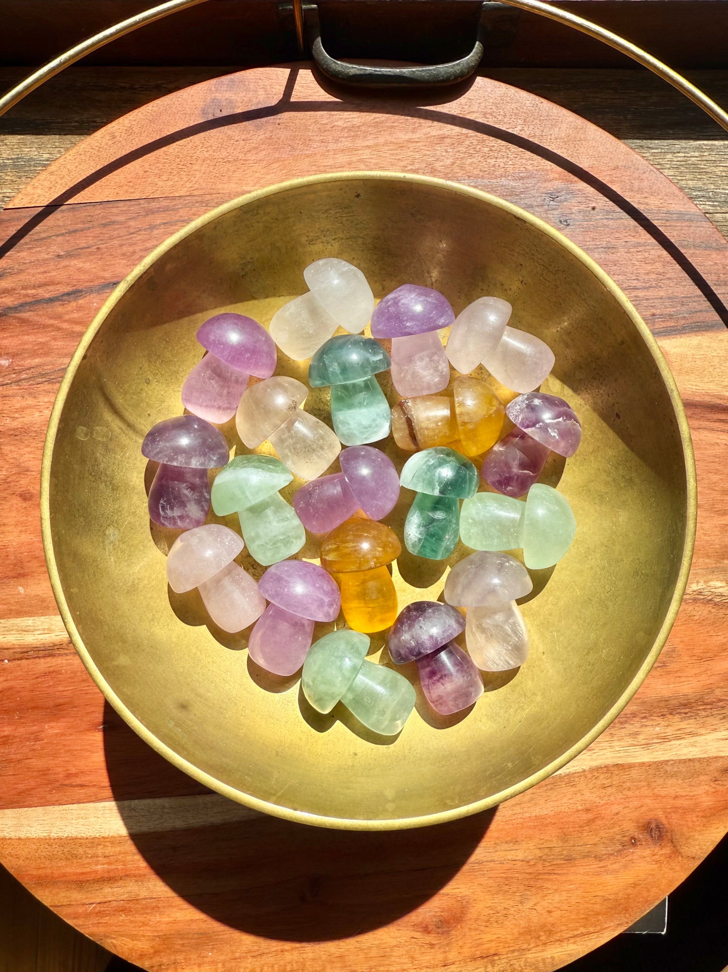 INTUITIVELY CHOSEN CANDY FLUORITE MUSHROOM CARVING [QTY. 1]