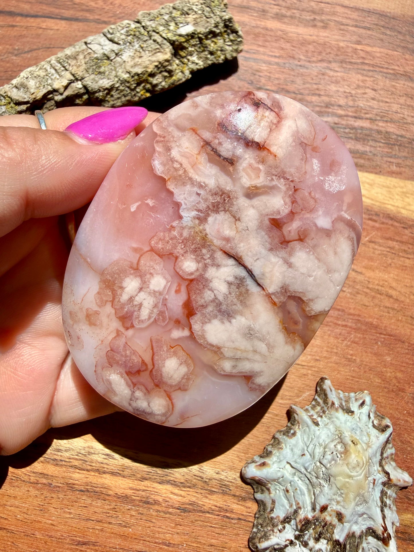 CARNELIAN FLOWER AGATE PALM STONE