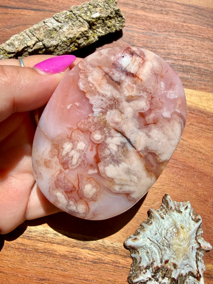 CARNELIAN FLOWER AGATE PALM STONE