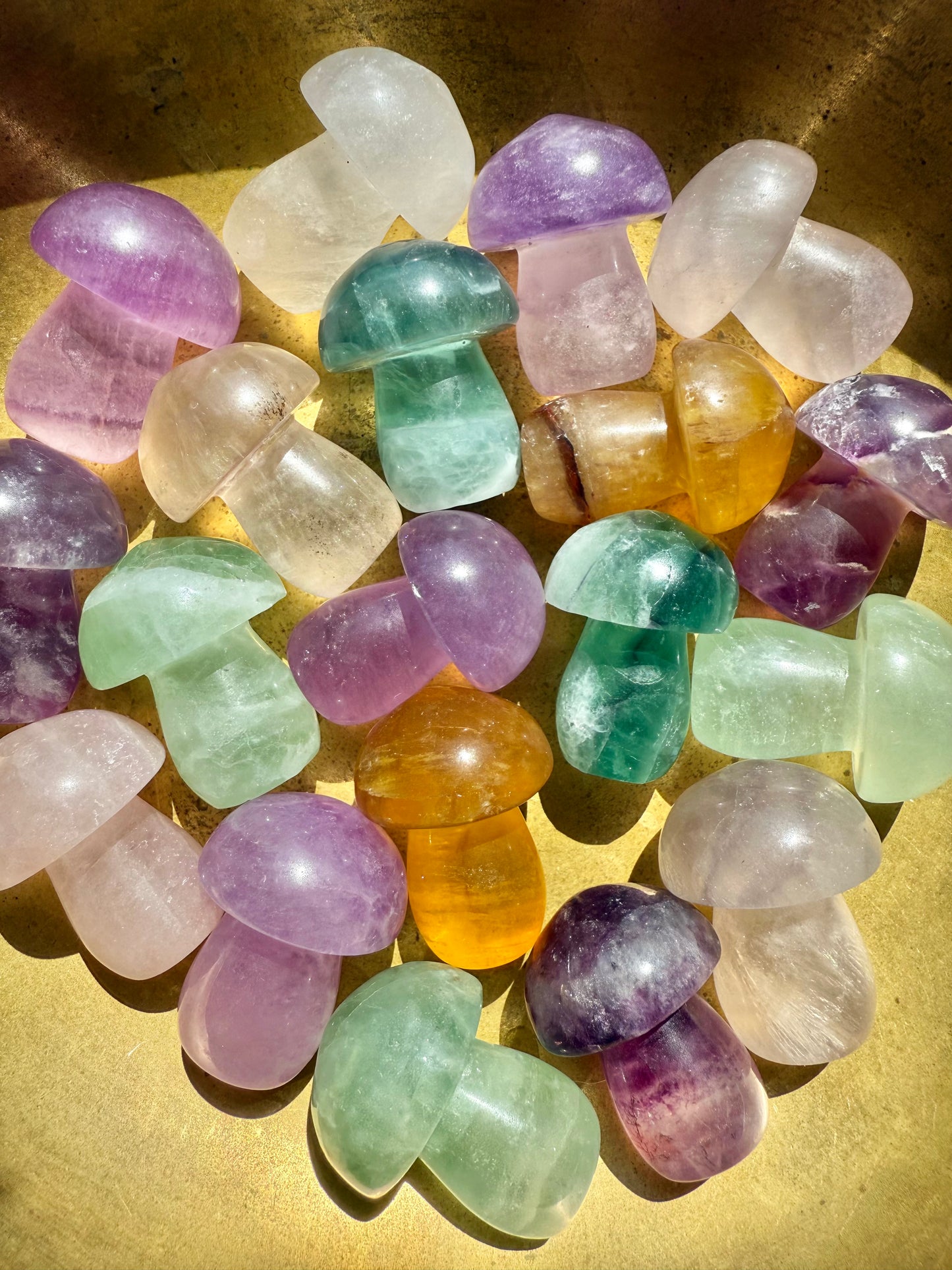 INTUITIVELY CHOSEN CANDY FLUORITE MUSHROOM CARVING [QTY. 1]