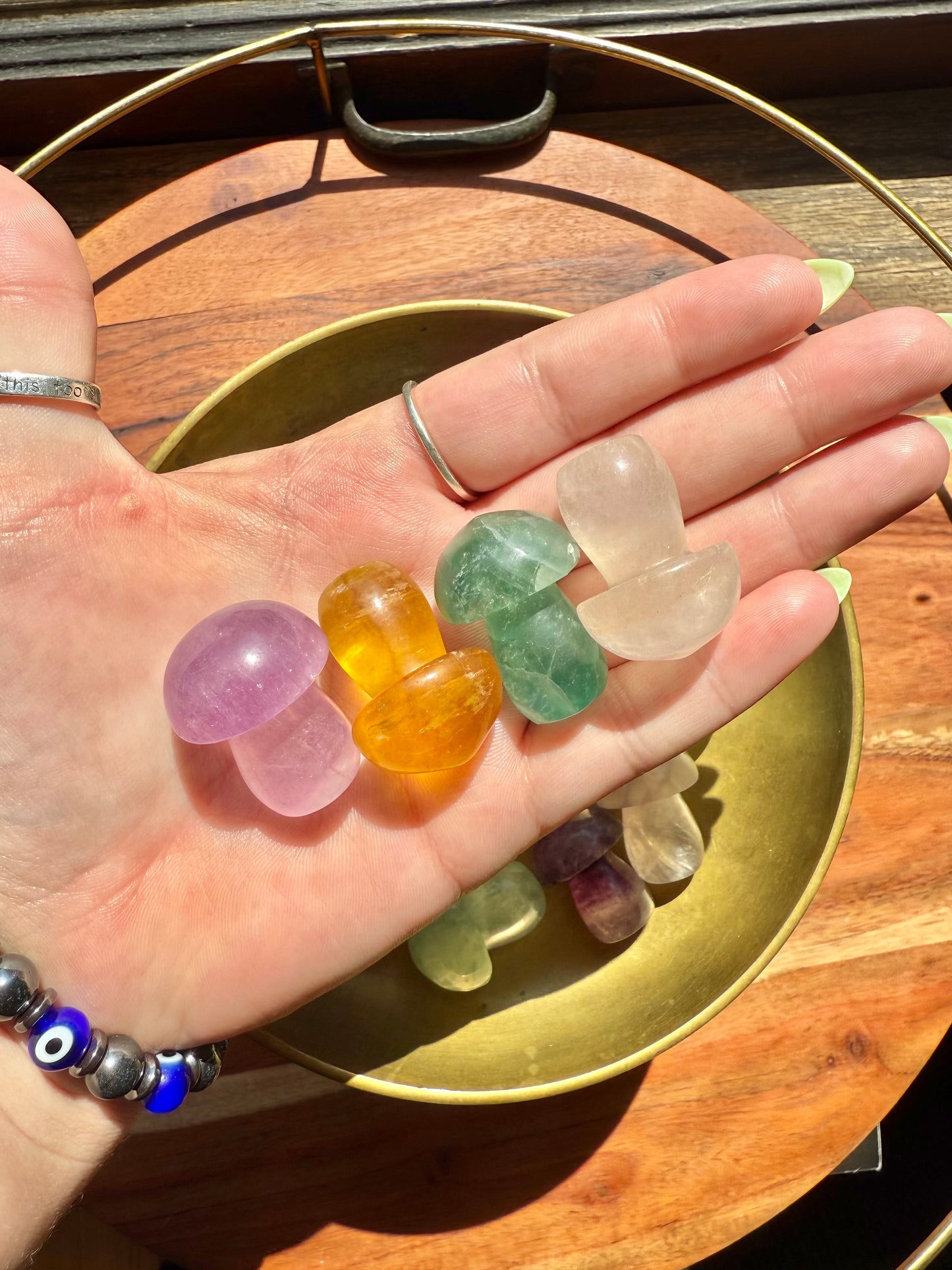 INTUITIVELY CHOSEN CANDY FLUORITE MUSHROOM CARVING [QTY. 1]