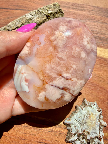 CARNELIAN FLOWER AGATE PALM STONE