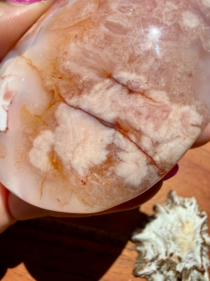 CARNELIAN FLOWER AGATE PALM STONE