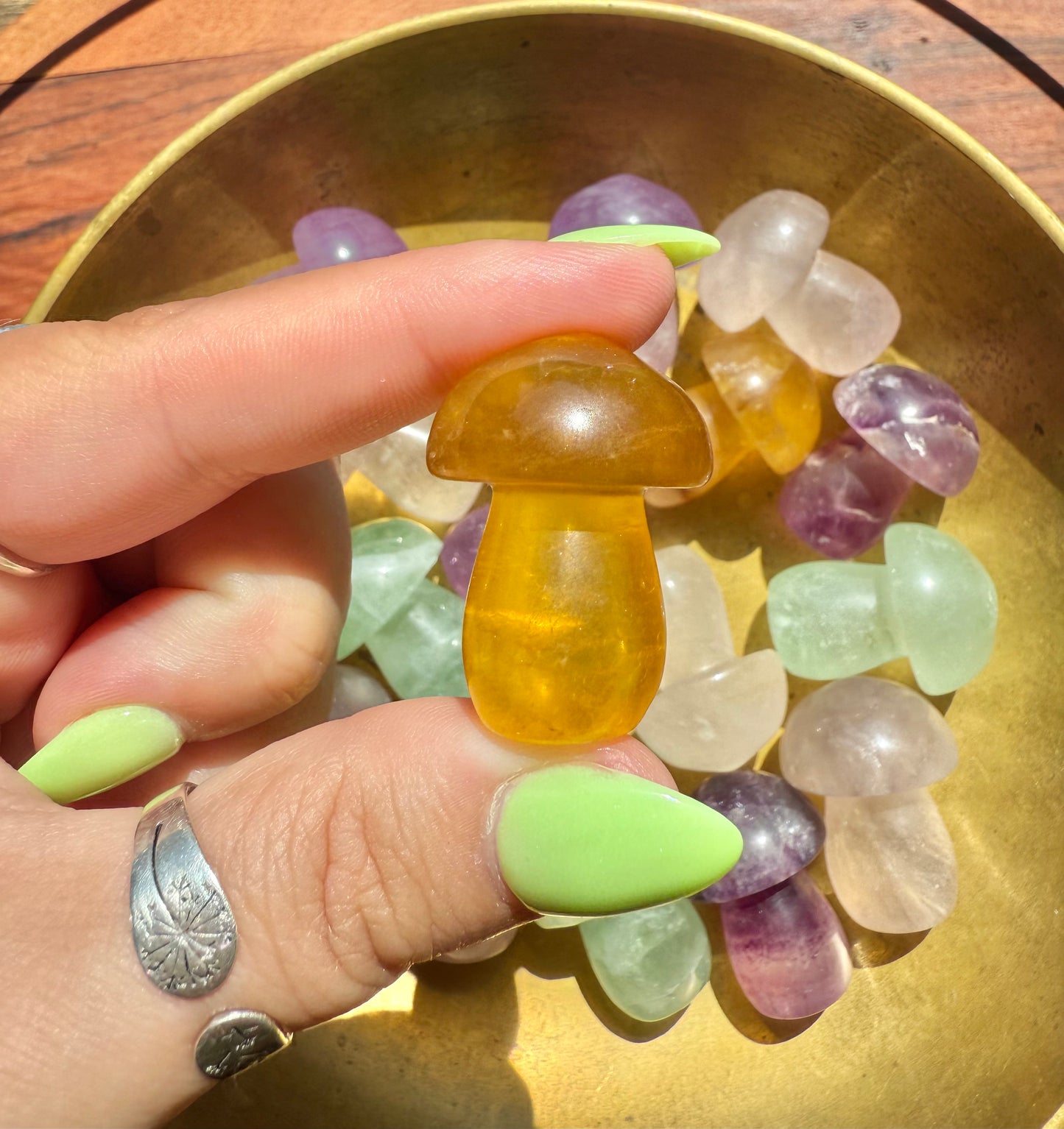 INTUITIVELY CHOSEN CANDY FLUORITE MUSHROOM CARVING [QTY. 1]