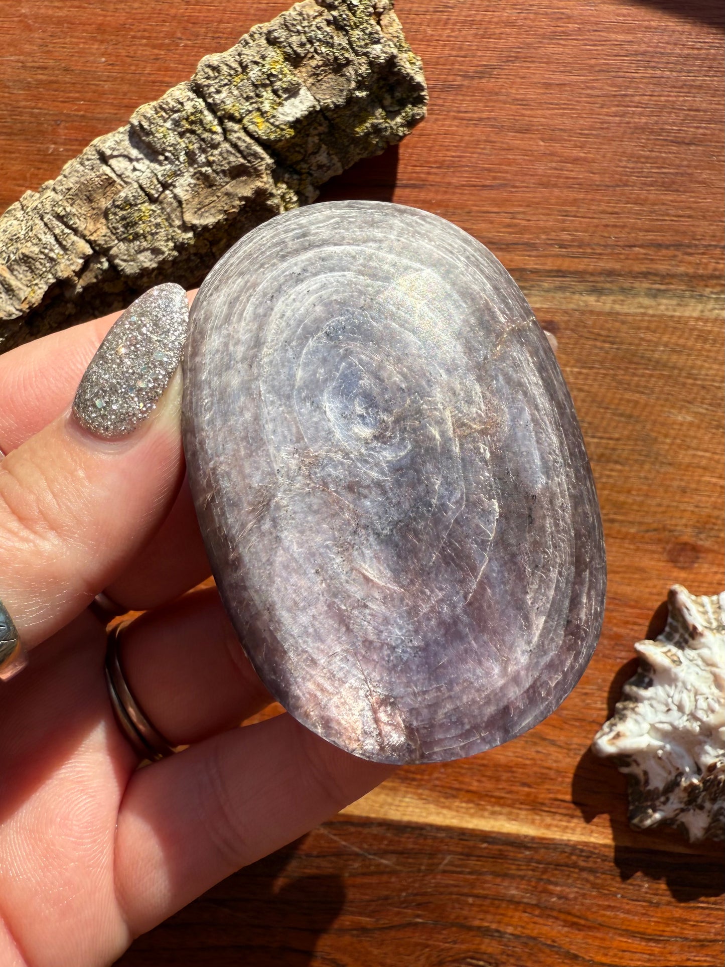 FLASHY LEPIDOLITE PALM STONE