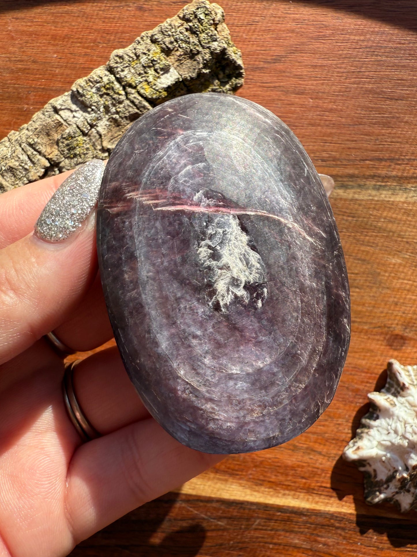 FLASHY LEPIDOLITE PALM STONE
