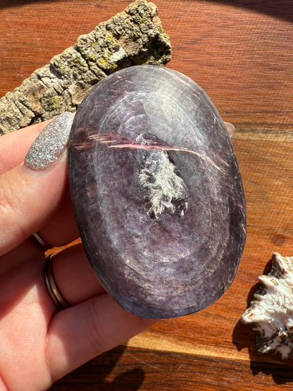 FLASHY LEPIDOLITE PALM STONE