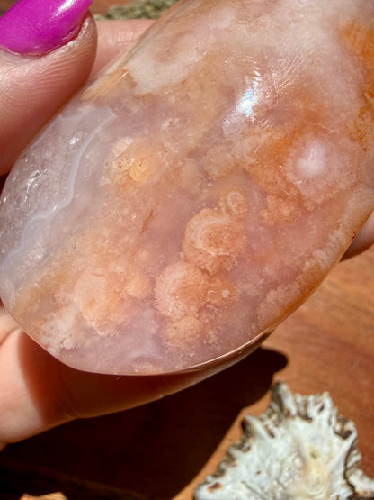 CARNELIAN FLOWER AGATE PALM STONE