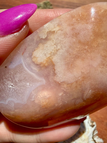 CARNELIAN FLOWER AGATE PALM STONE