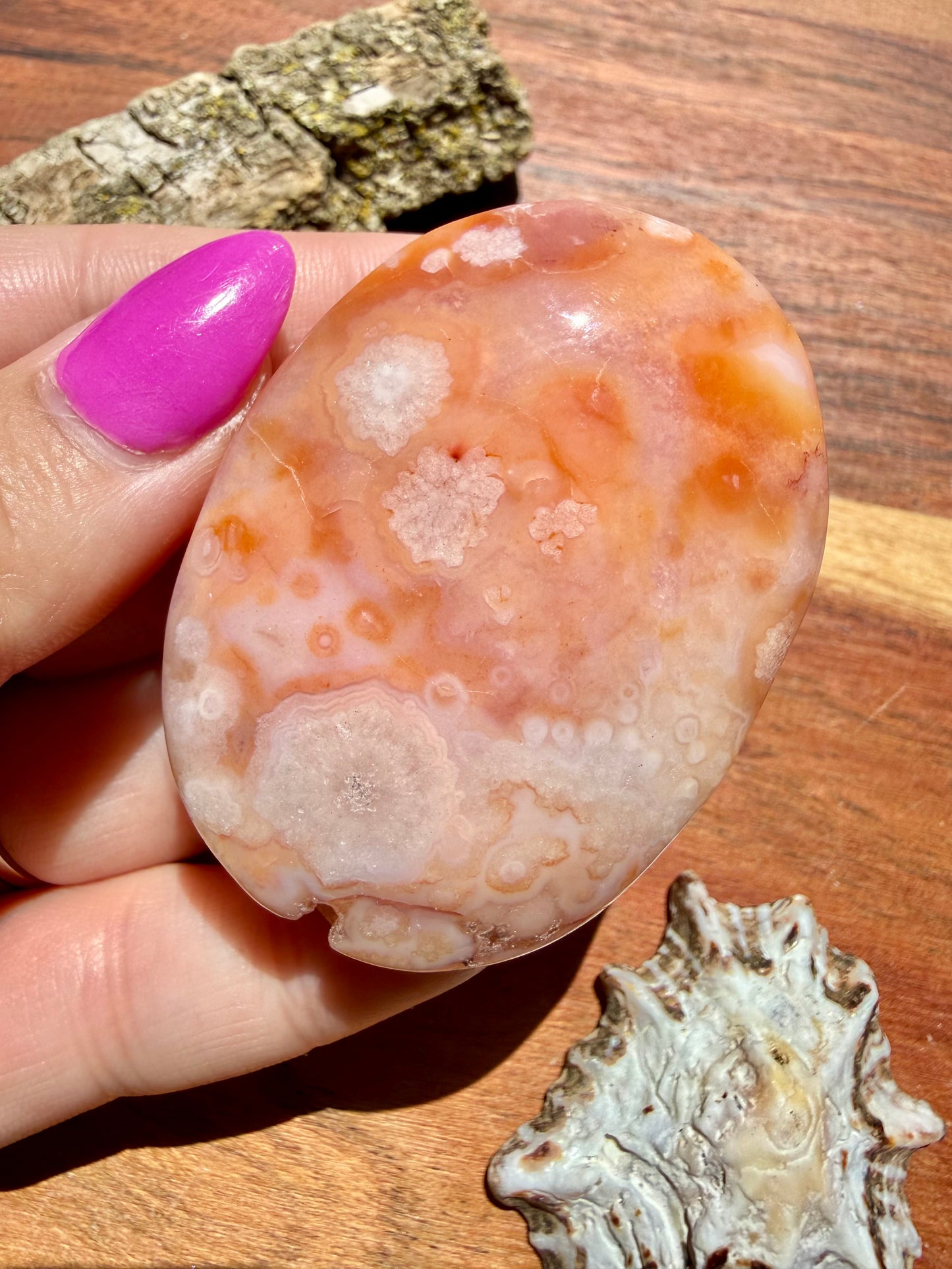 CARNELIAN FLOWER AGATE PALM STONE