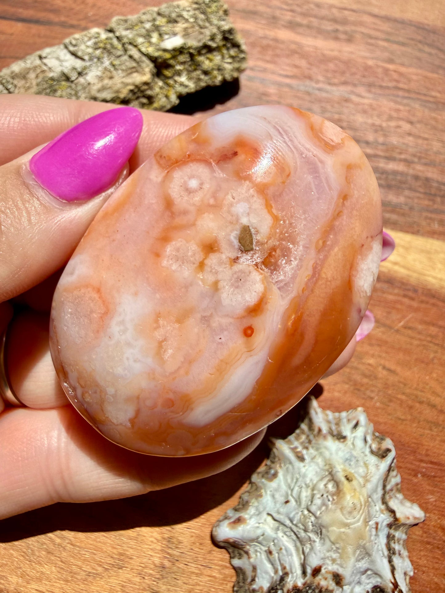 CARNELIAN FLOWER AGATE PALM STONE