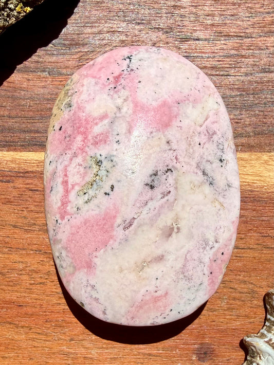 PINK PERUVIAN RHODONITE PALM STONE