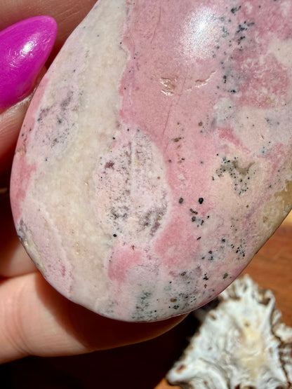 PINK PERUVIAN RHODONITE PALM STONE