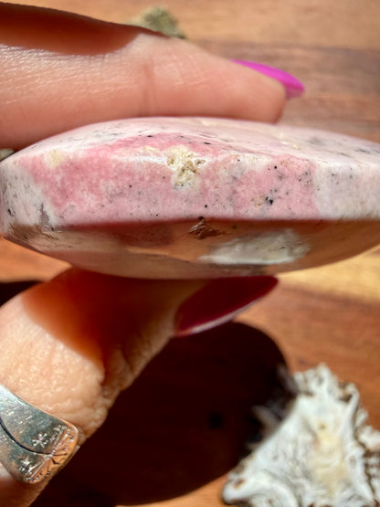 PINK PERUVIAN RHODONITE PALM STONE