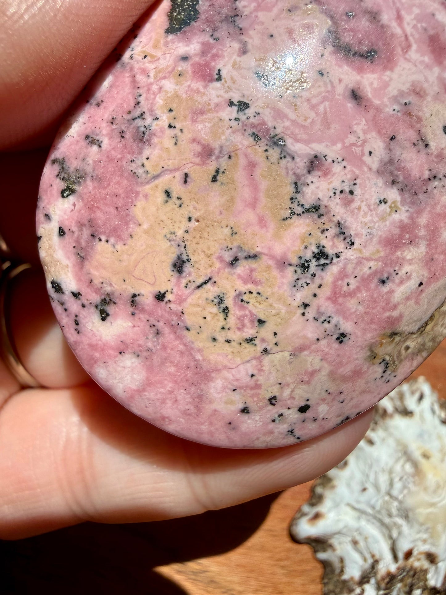PINK PERUVIAN RHODONITE PALM STONE