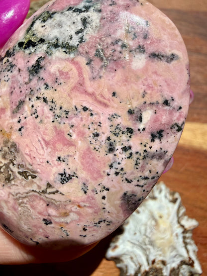 PINK PERUVIAN RHODONITE PALM STONE