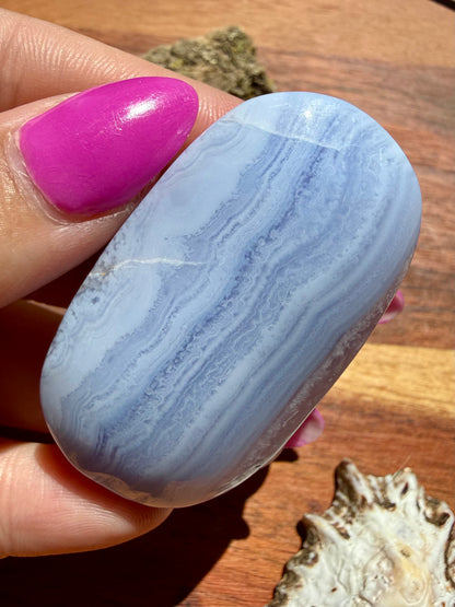BLUE LACE AGATE PALM STONE