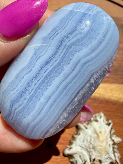 BLUE LACE AGATE PALM STONE