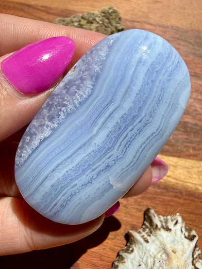 BLUE LACE AGATE PALM STONE