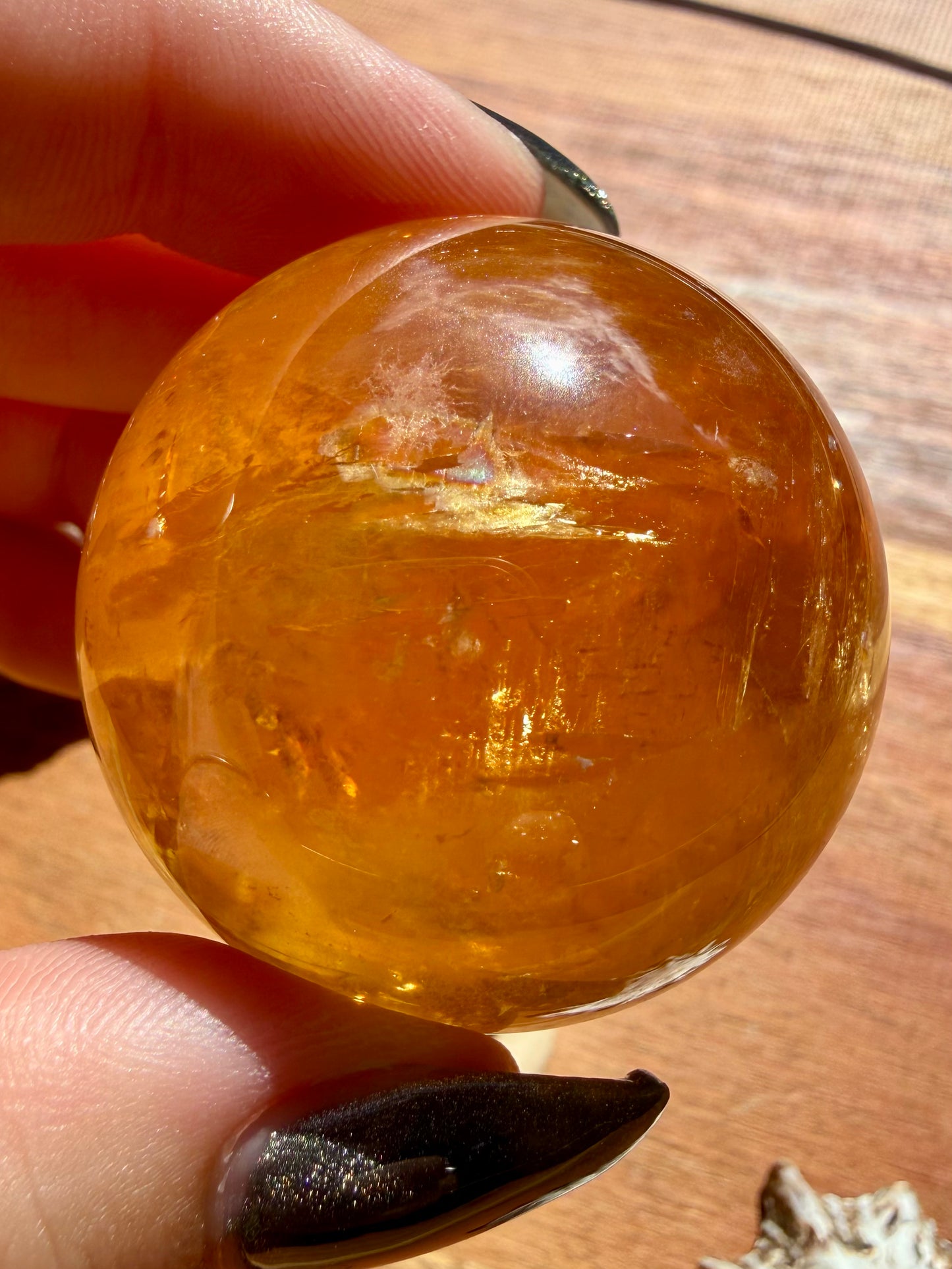 HIGH QUALITY OPTICAL HONEY CALCITE SPHERE