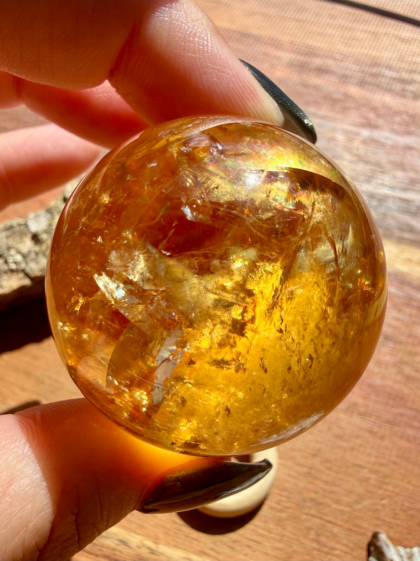 HIGH QUALITY OPTICAL HONEY CALCITE SPHERE