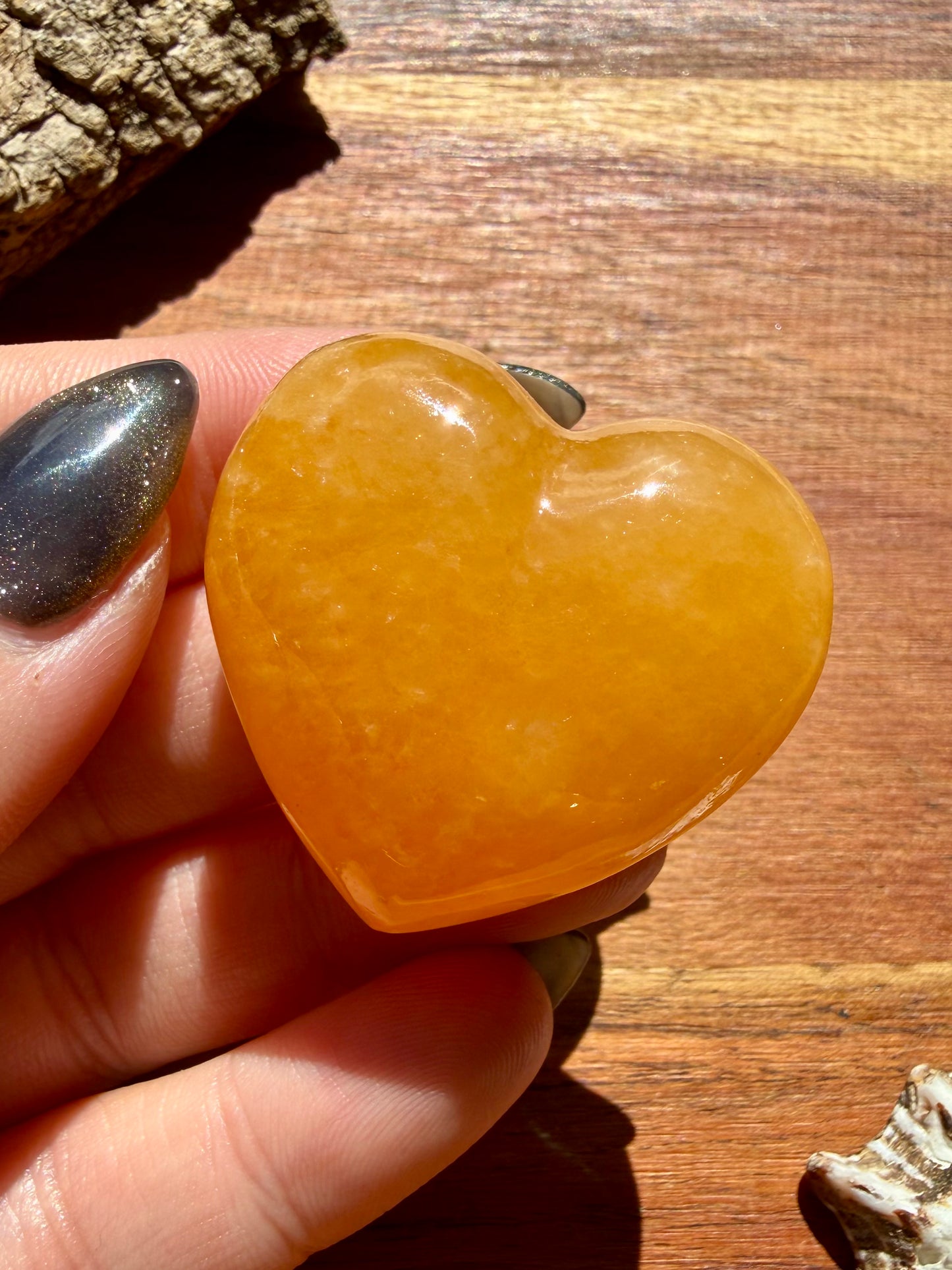 JUICY ORANGE CALCITE HEART
