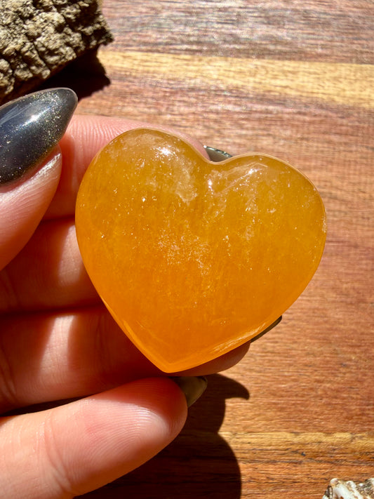 JUICY ORANGE CALCITE HEART