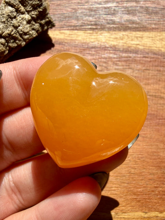 JUICY ORANGE CALCITE HEART