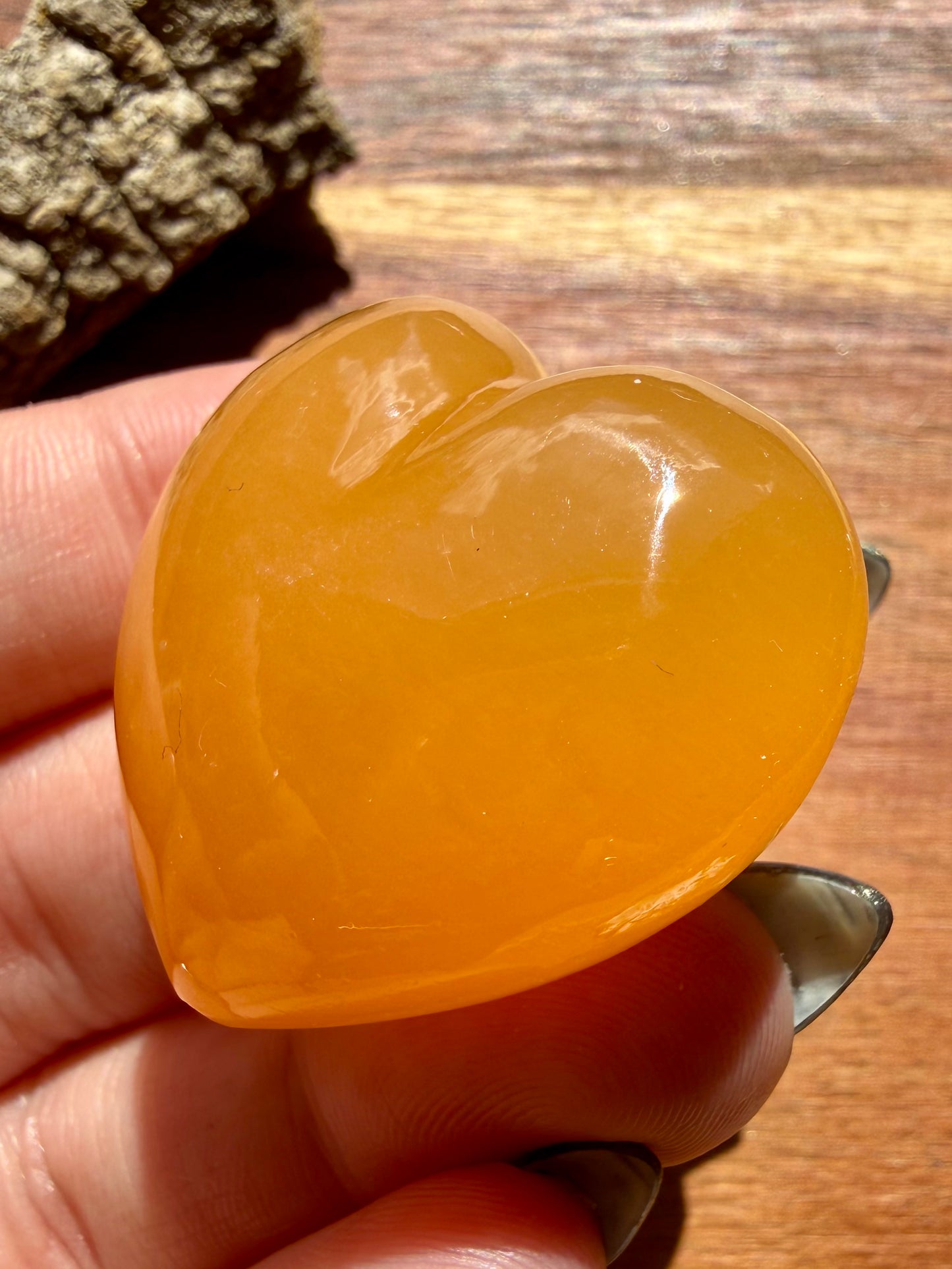 JUICY ORANGE CALCITE HEART
