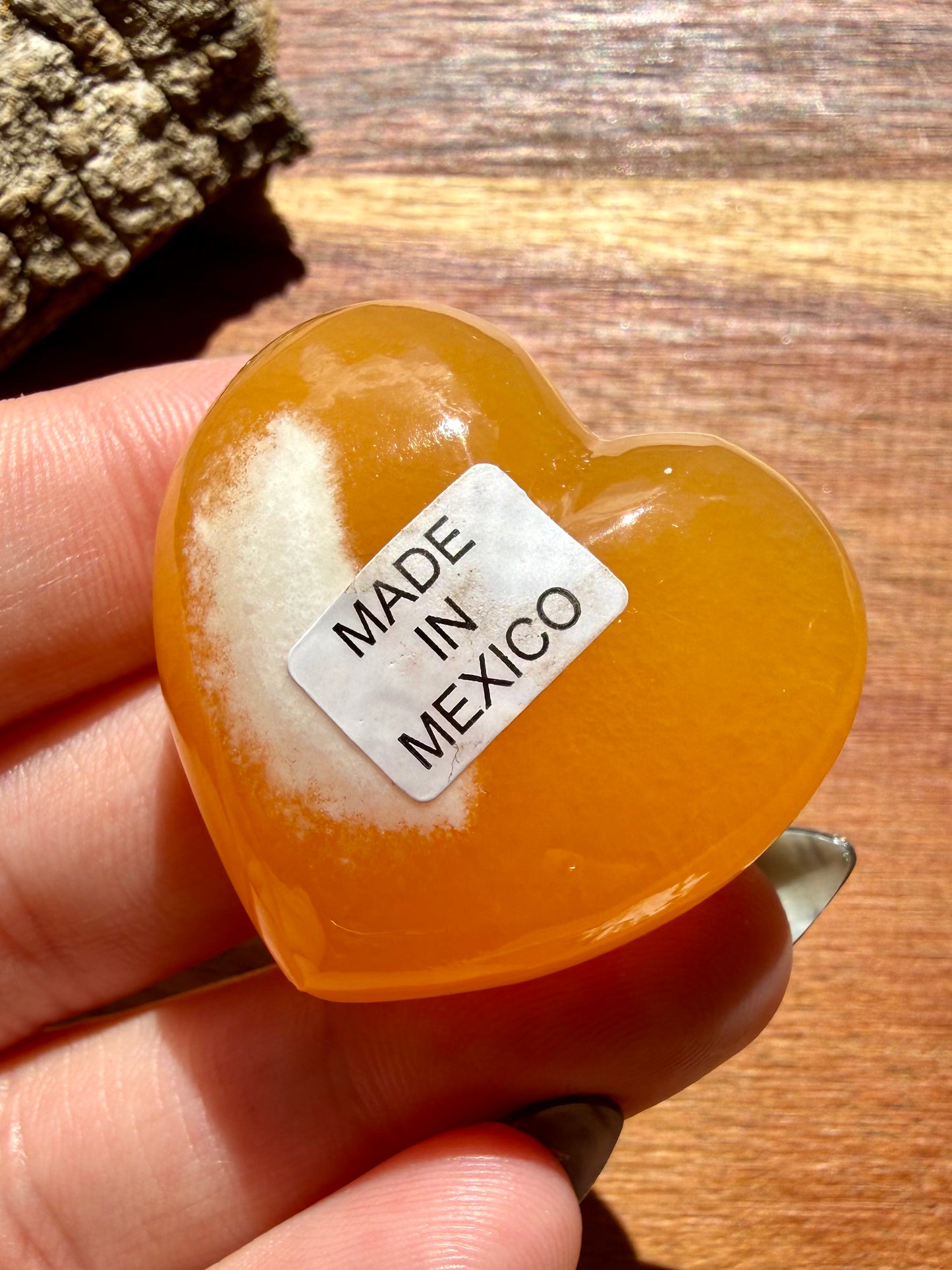 JUICY ORANGE CALCITE HEART