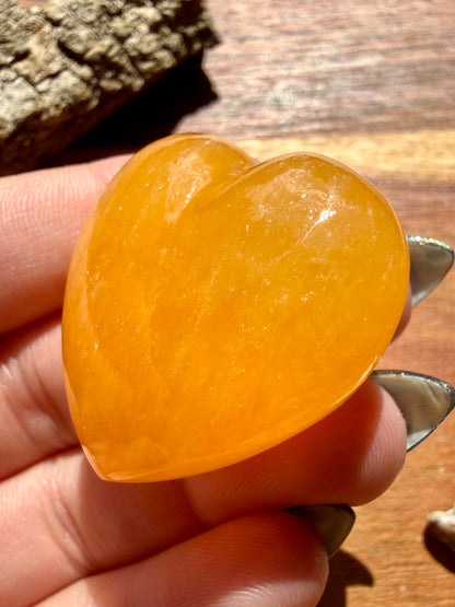 JUICY ORANGE CALCITE HEART