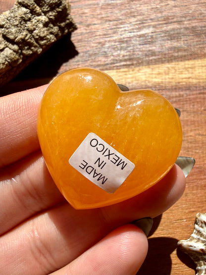 JUICY ORANGE CALCITE HEART