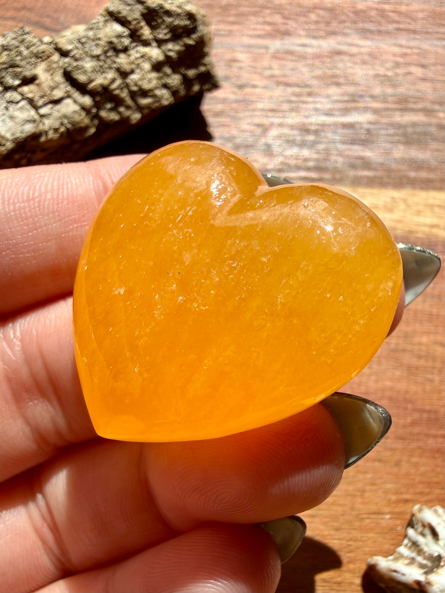 JUICY ORANGE CALCITE HEART