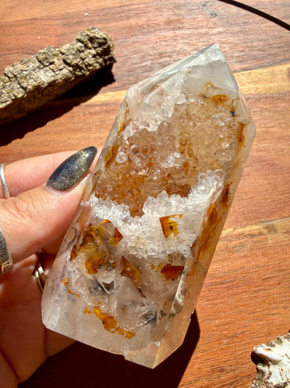 BRAZILIAN AGATE + QUARTZ TOWER