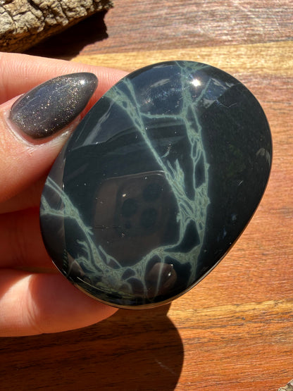 SPIDERWEB OBSIDIAN PALM STONE